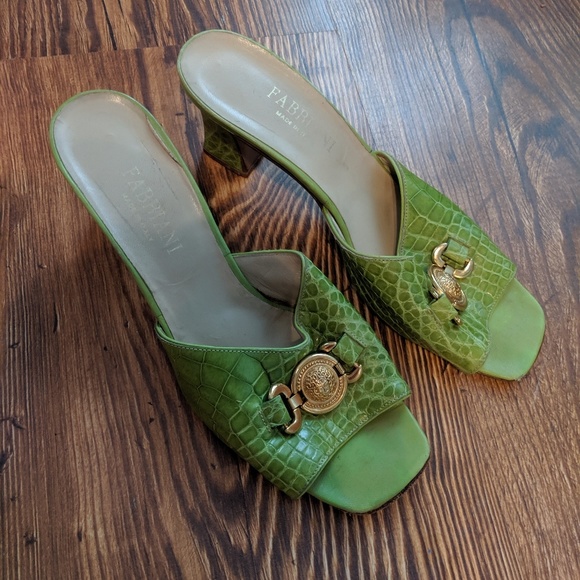 Green Alligator Skin Fabbiani Heels - Picture 2 of 6